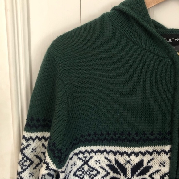 Vintage Cozy Cottagecore Christmas Nordic Zip Up Hooded Cardigan Medium - Picture 2 of 8